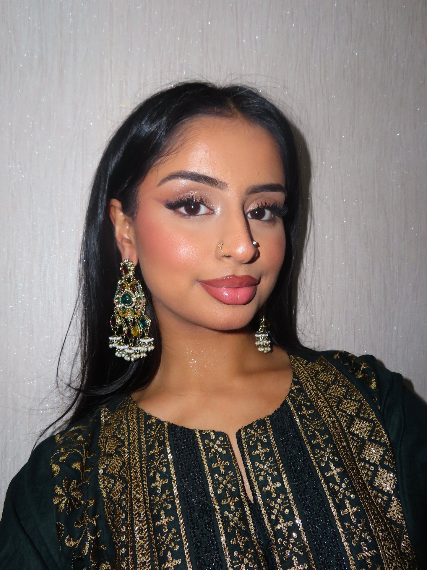 Seline kundan earrings ~ Green & Multi