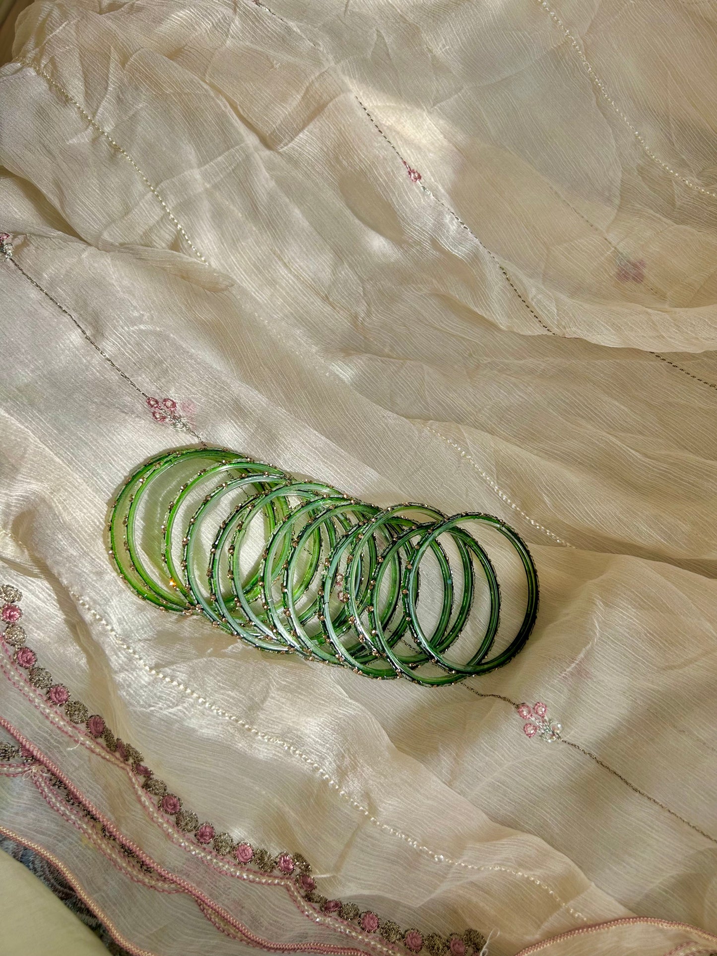 Rangeen glass bangle set ~ Dark Green