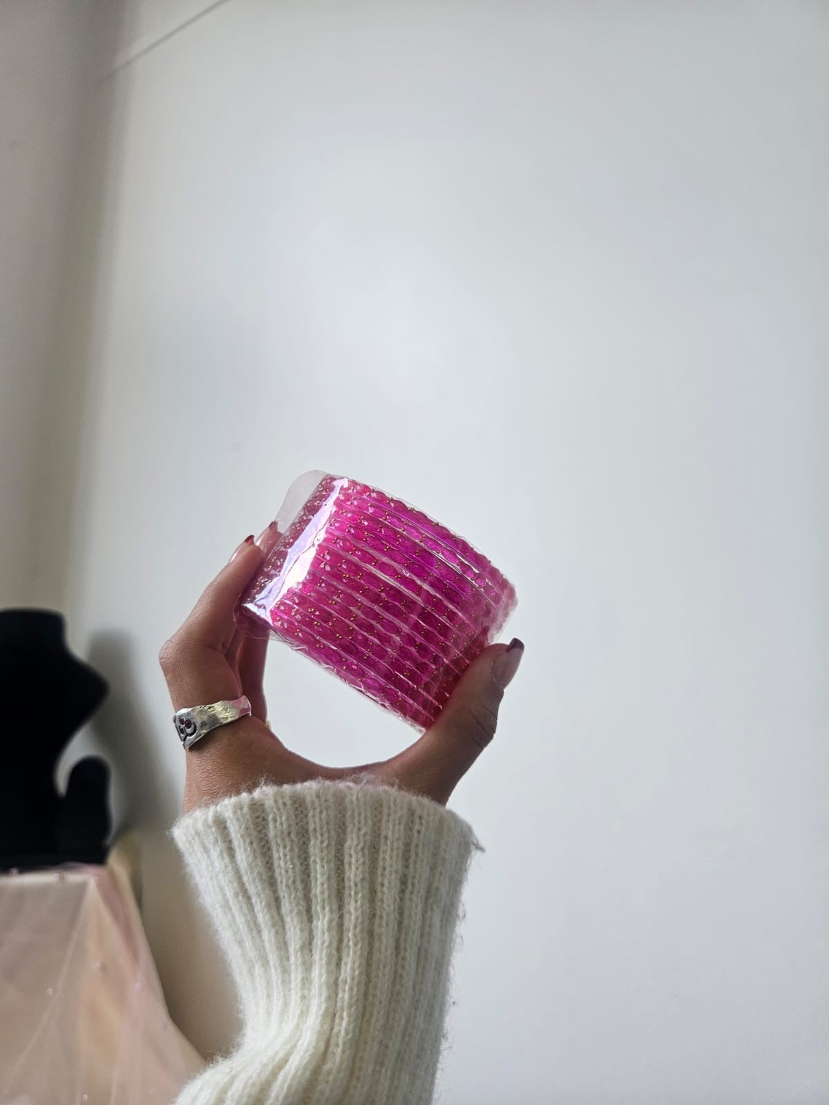 Rangeen glass bangle set ~ Dark Pink