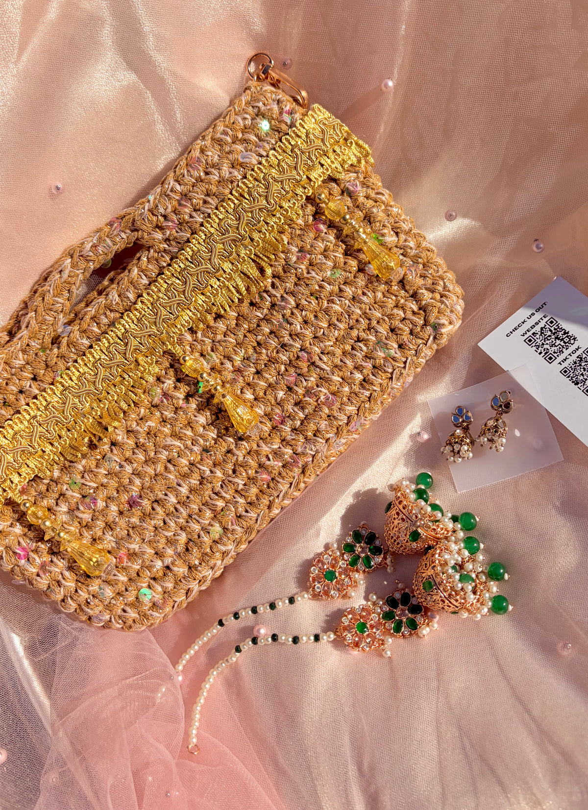 Crochet bag gift set ~ Champagne