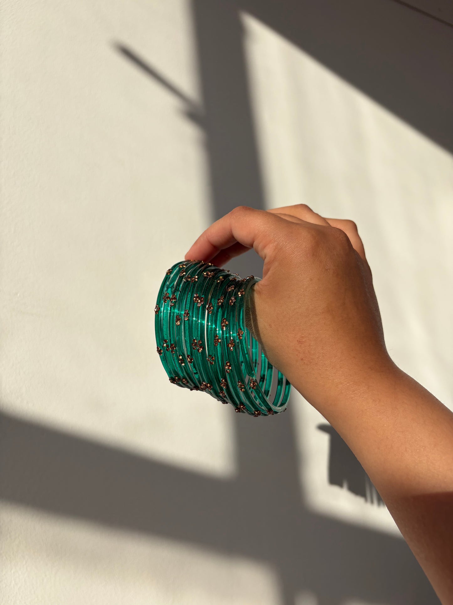 Rangeen glass bangle set ~ Sea Green
