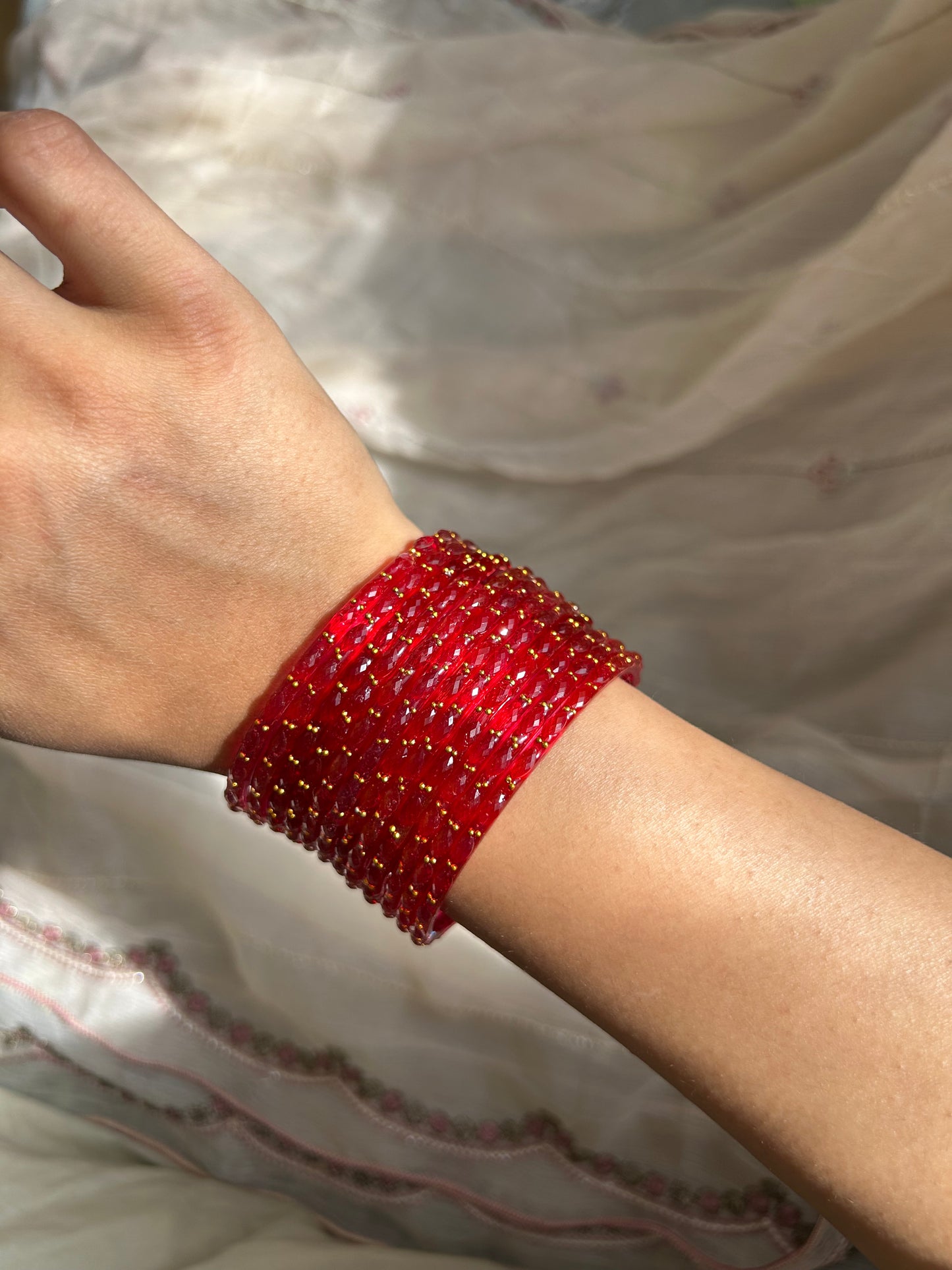 Rangeen glass bangle set ~ Red
