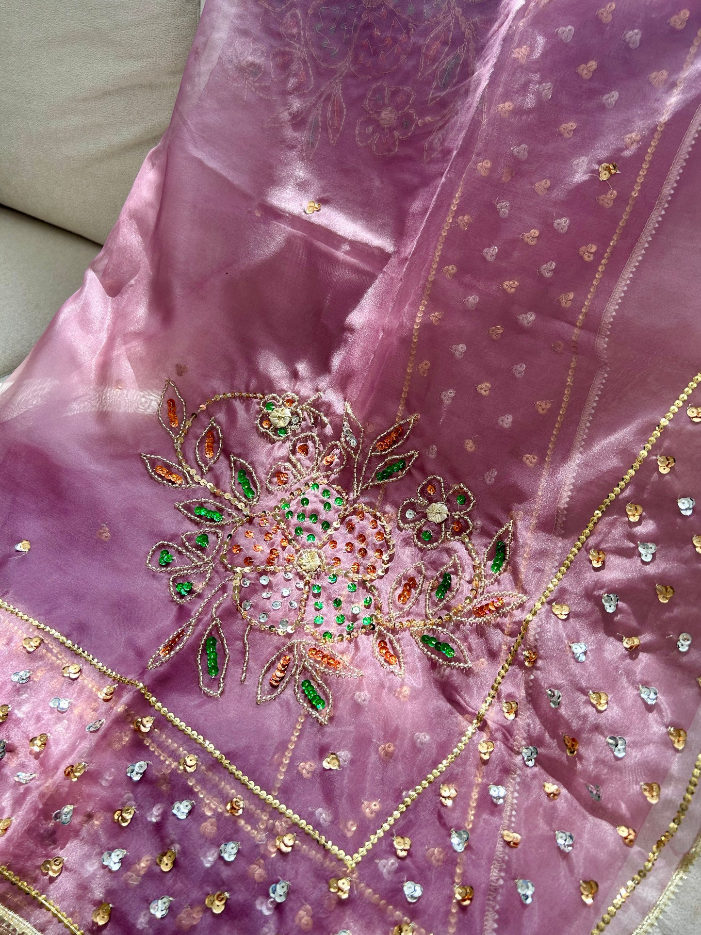 Jasleen Organza Dupatta ~Lavender