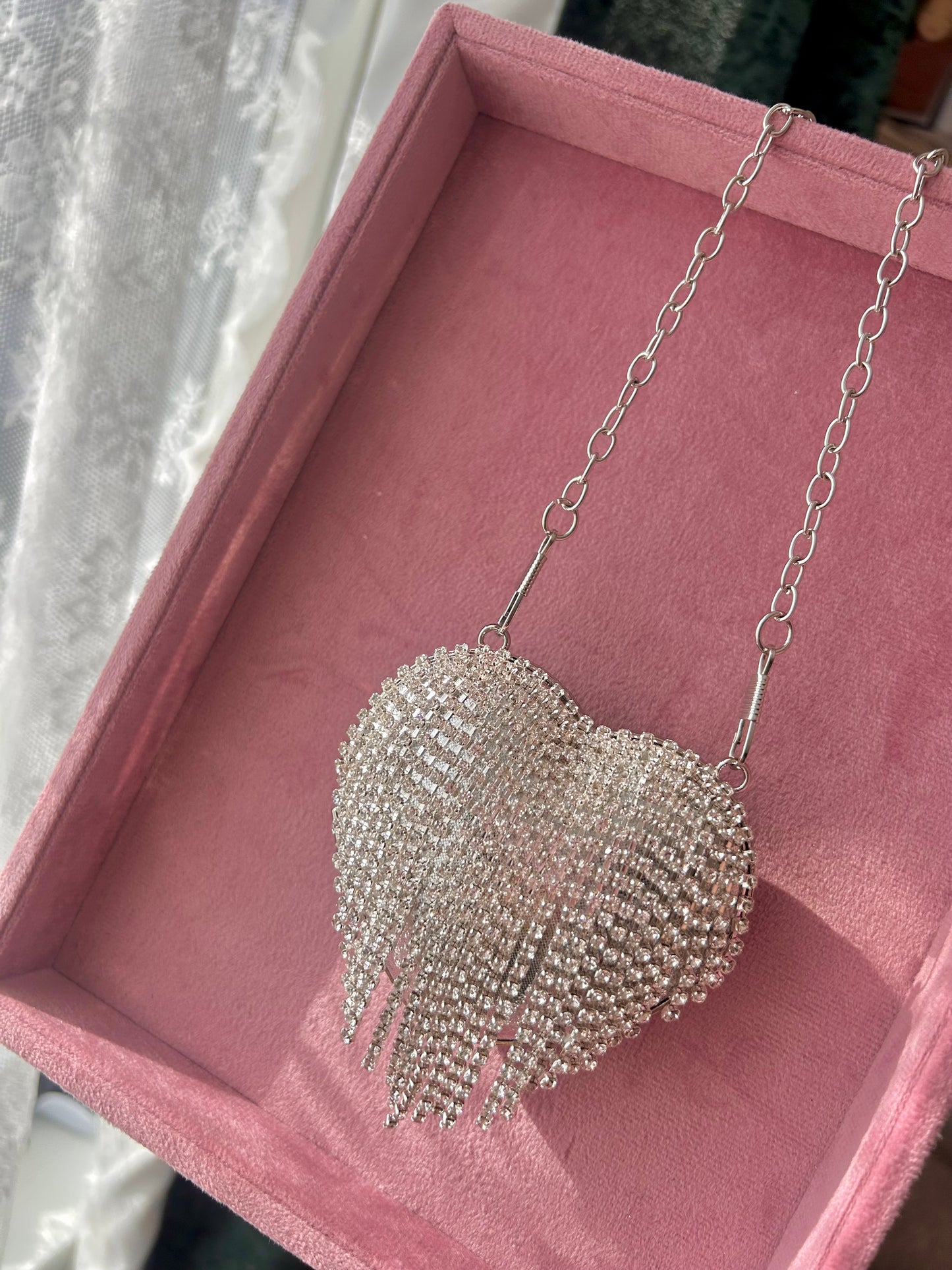 Davina mini clutch bag ~ Silver