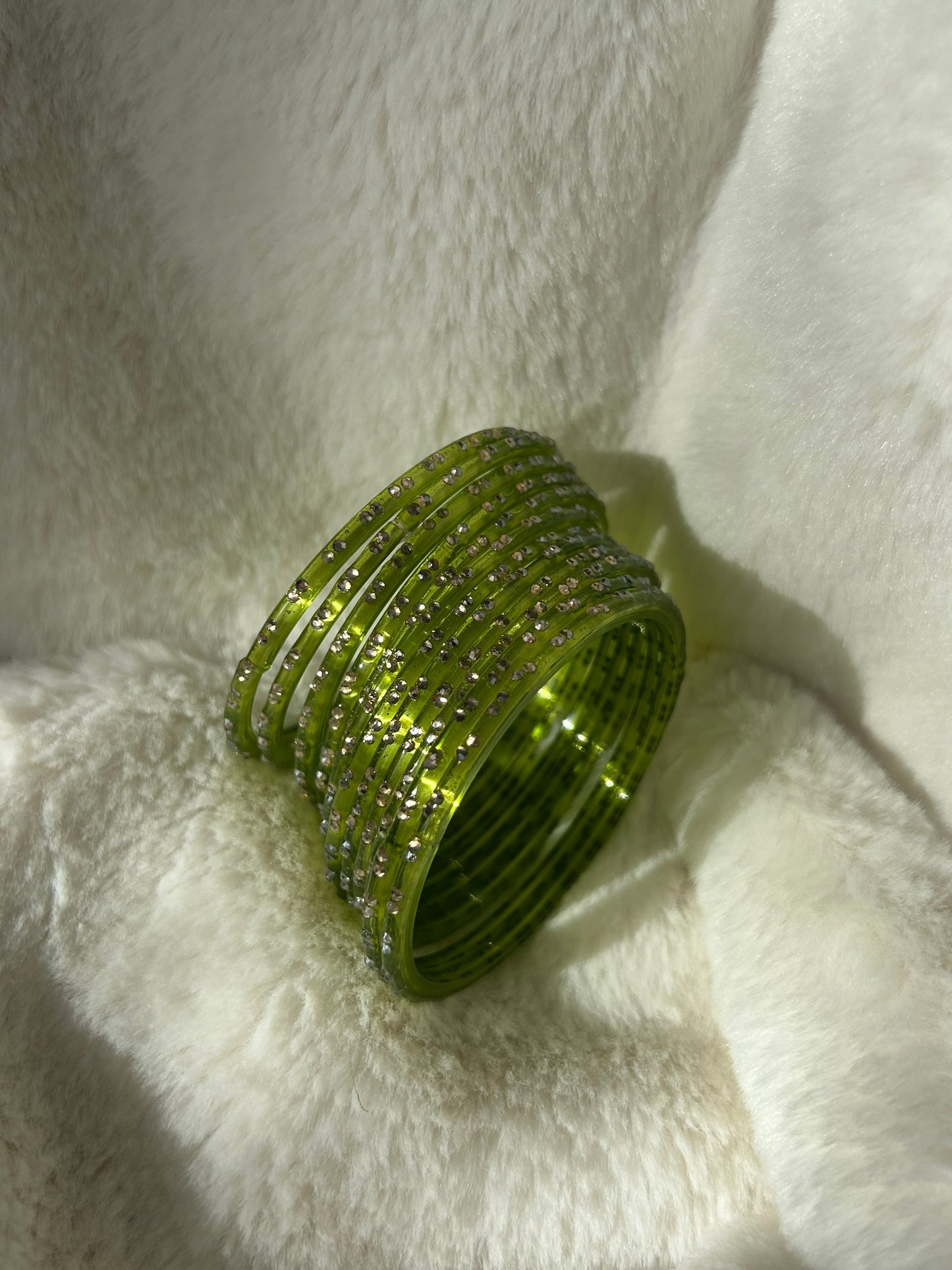 Rangeen glass bangle set ~Mehndi Green