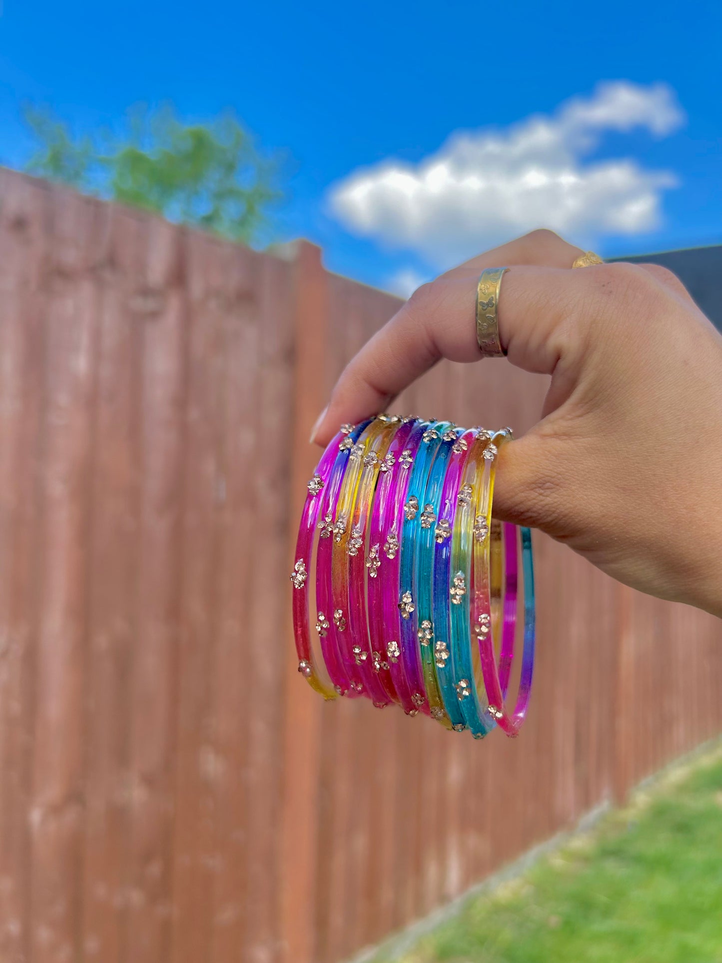 Rangeen glass bangle set ~ classic multi