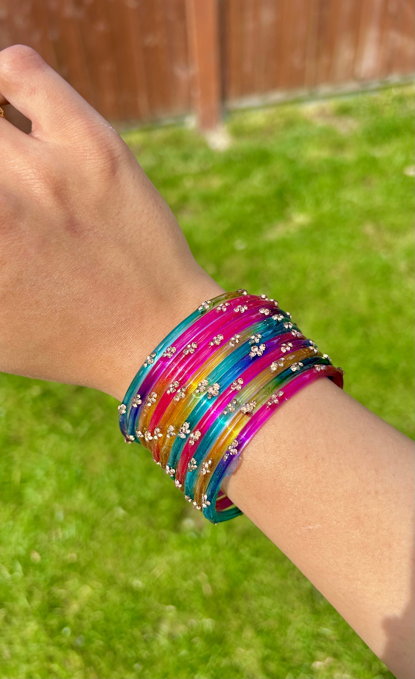 Rangeen glass bangle set ~ classic multi