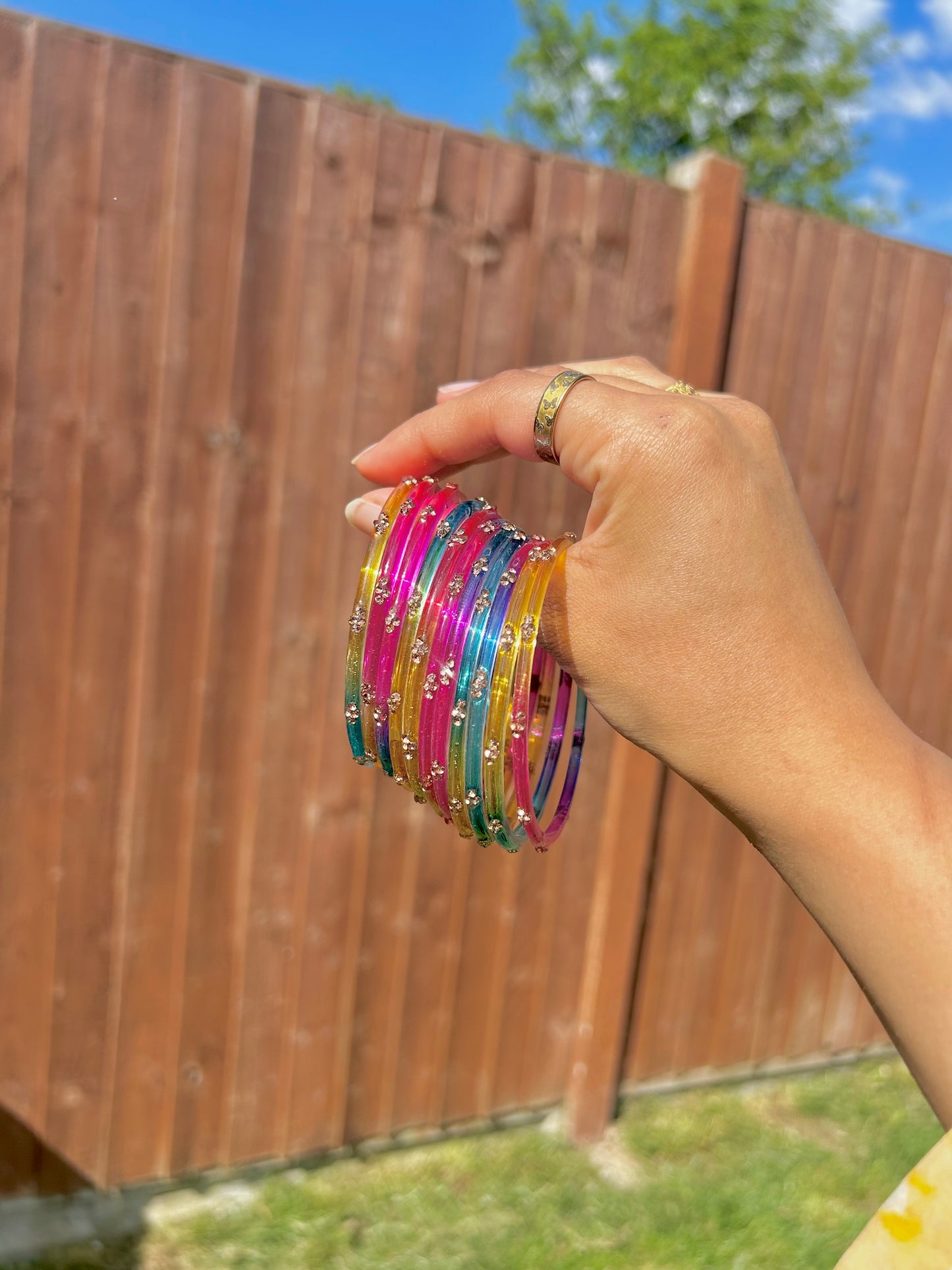 Rangeen glass bangle set ~ classic multi