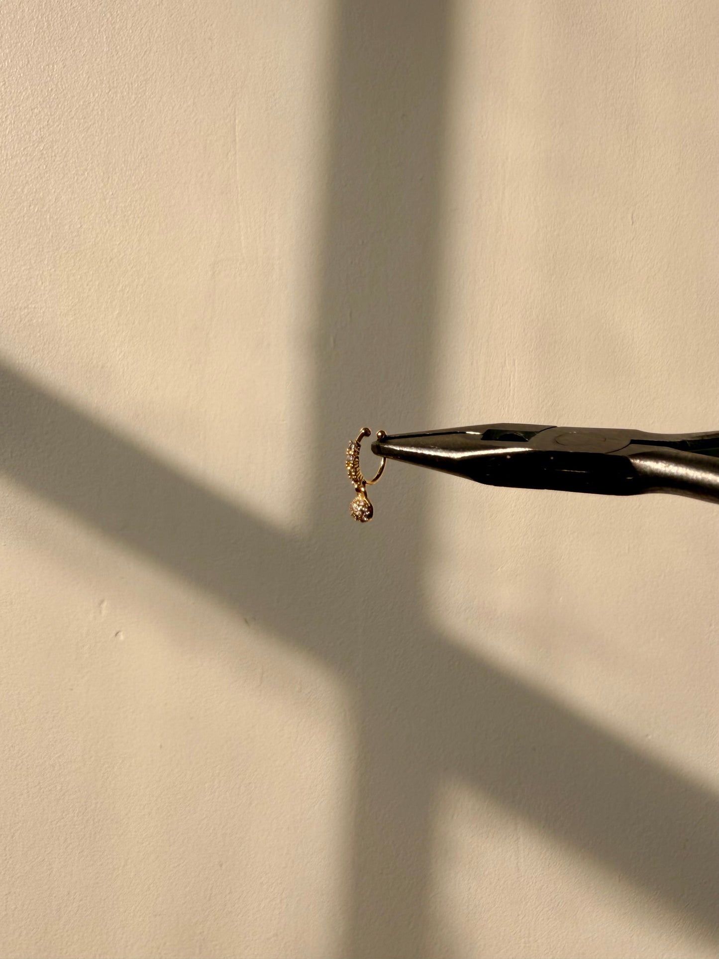 Moon nose ring - gold (no piercing needed)