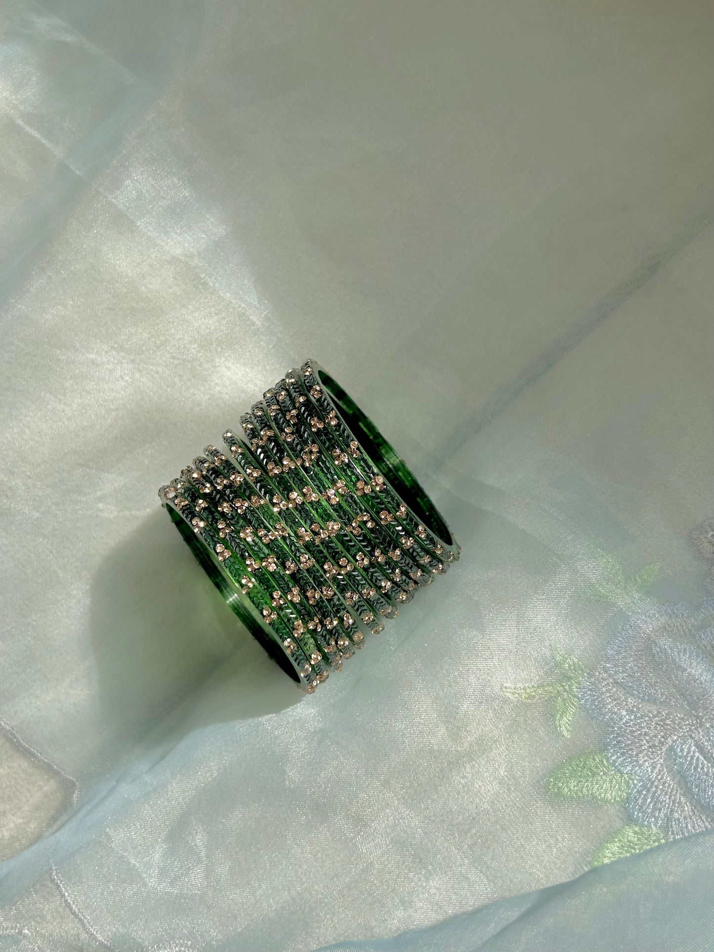 Rangeen glass bangle set ~ Dark Green