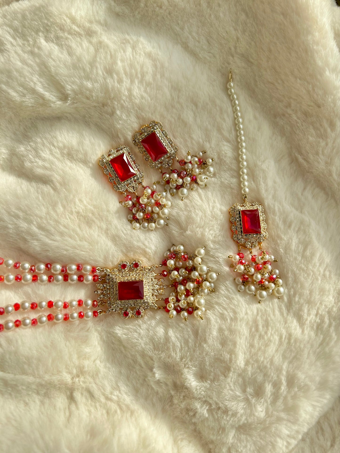 Hala jewellery set -maroon