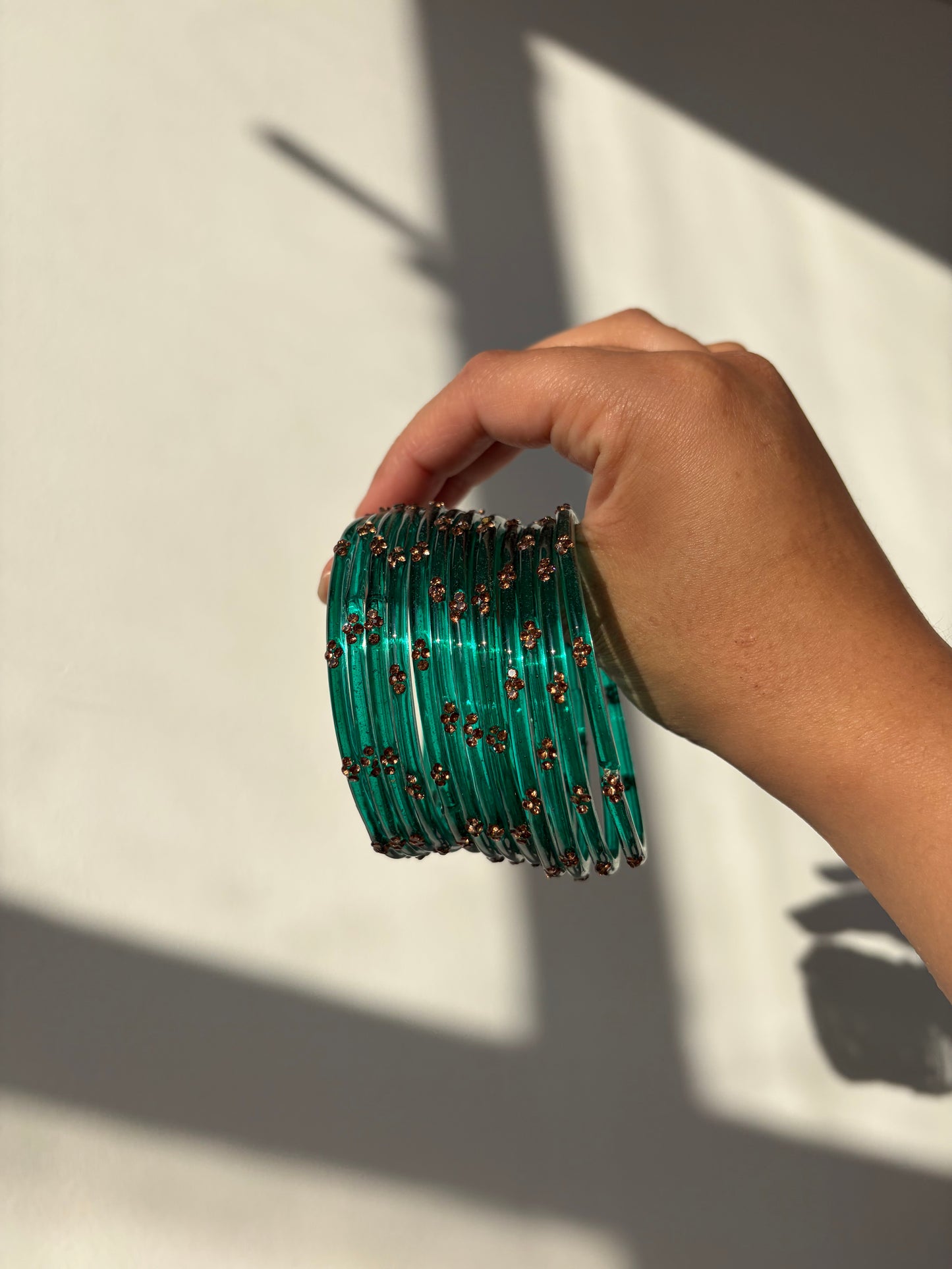 Rangeen glass bangle set ~ Sea Green