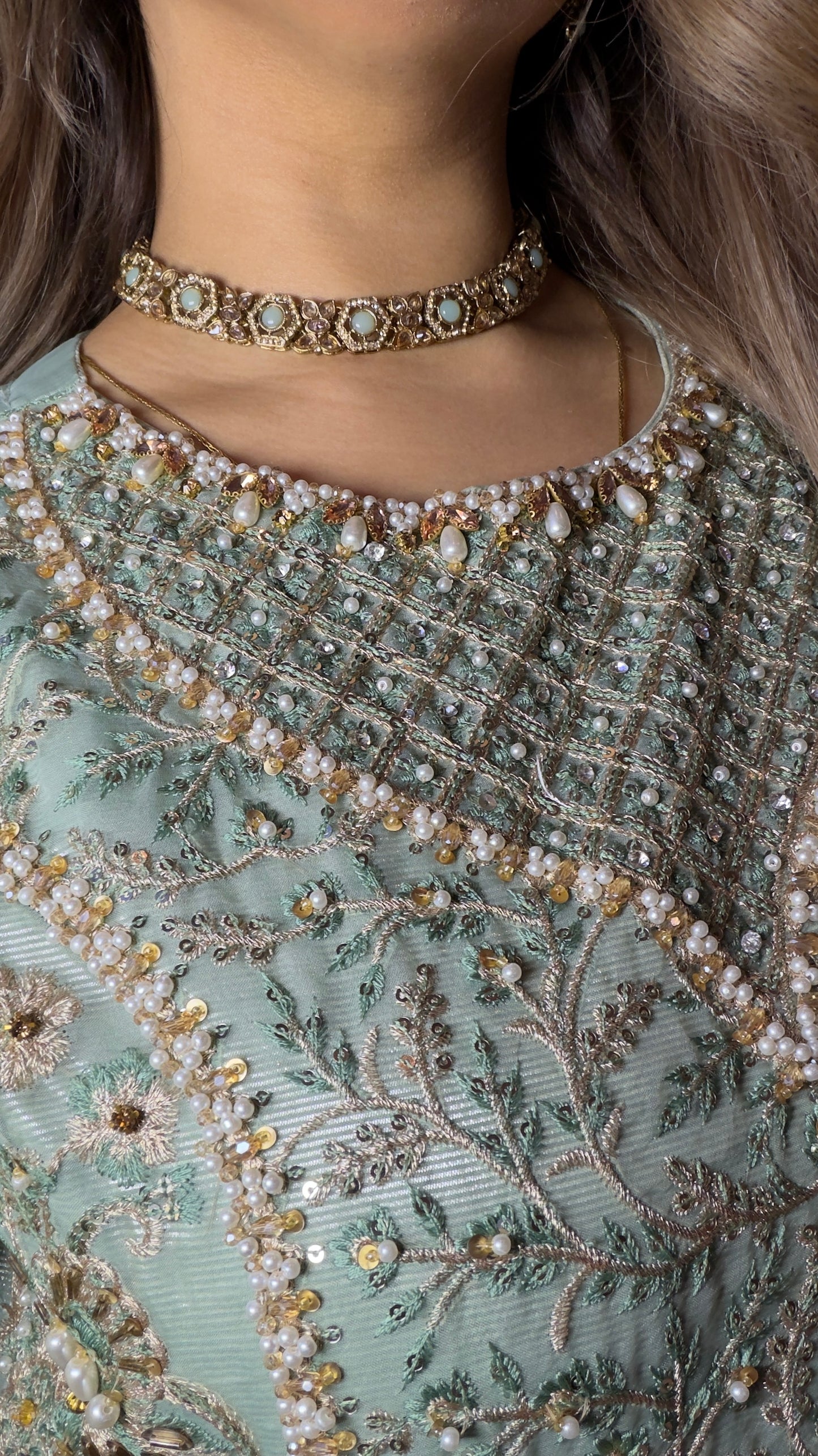 Madhuri set~ mint green