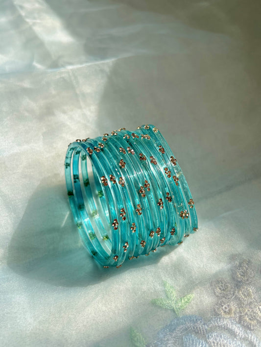 Rangeen glass bangle set ~ Sky Blue