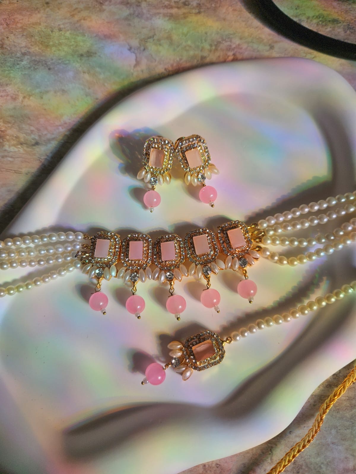 Nusrat jewellery set ~ light pink