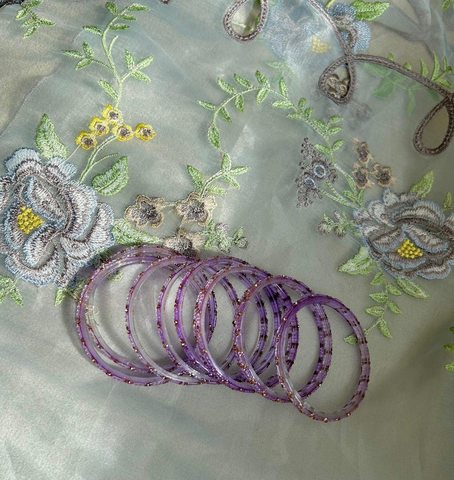 Rangeen glass bangle set ~ Lilac