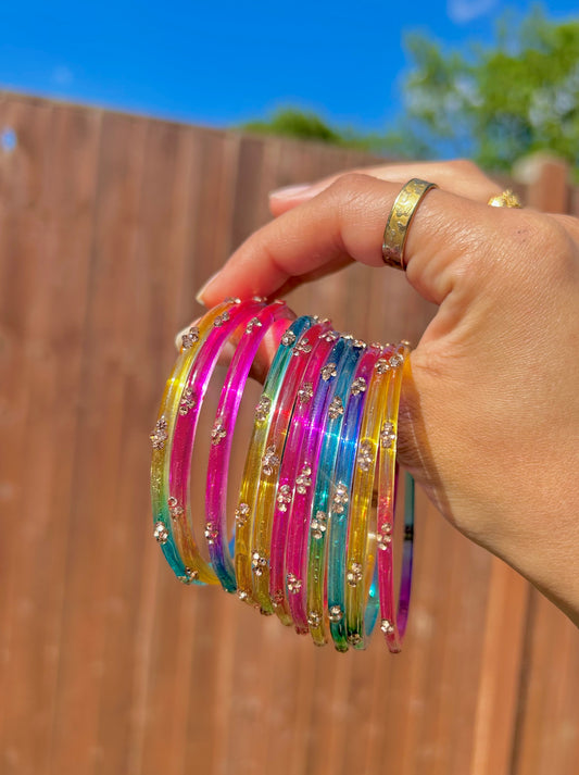 Rangeen glass bangle set ~ classic multi