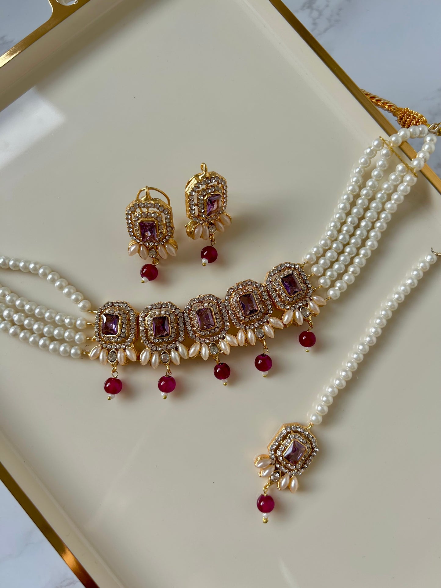 Nusrat jewellery set - Purple
