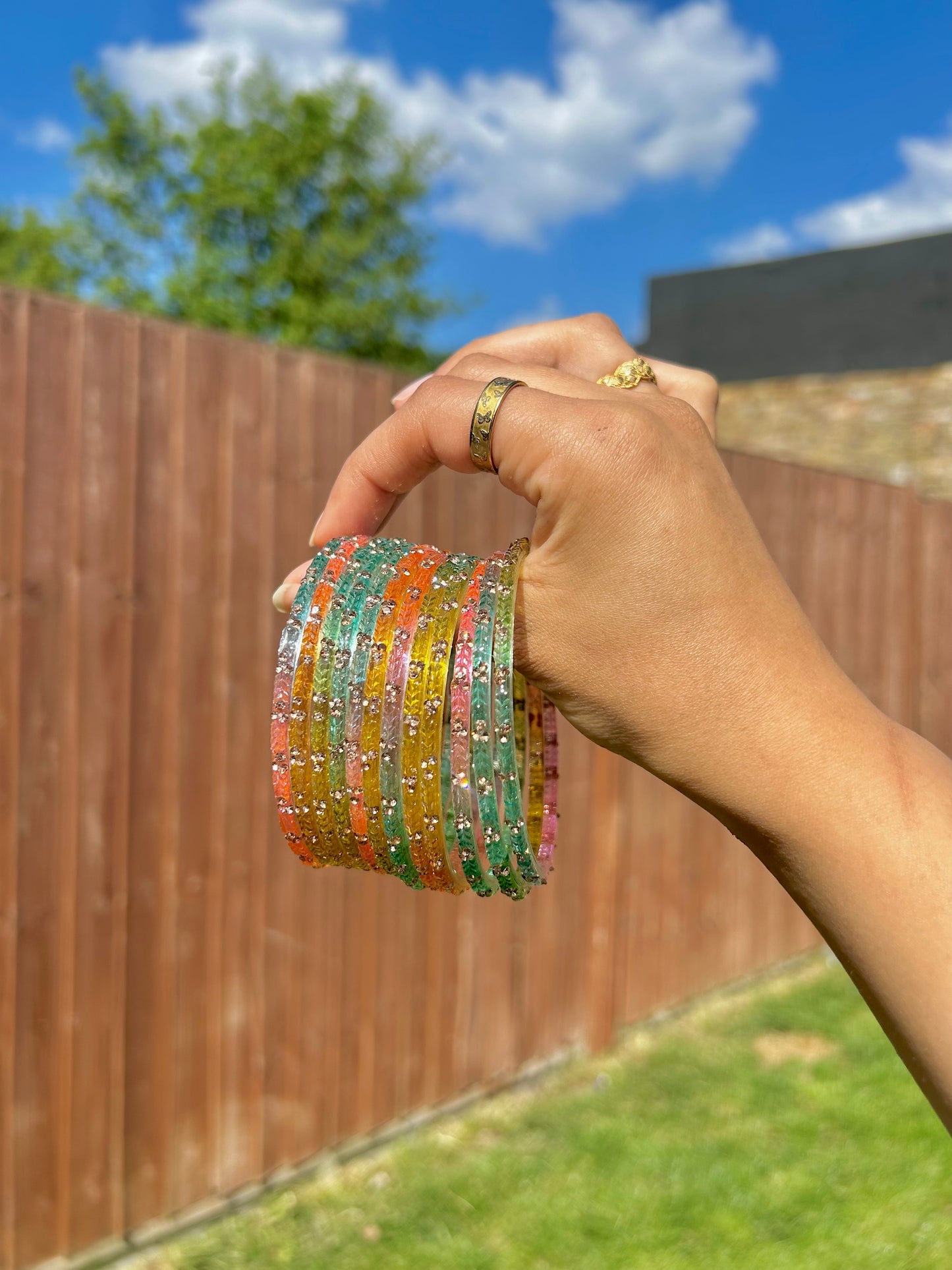 Rangeen glass bangle set ~ Light Pastel