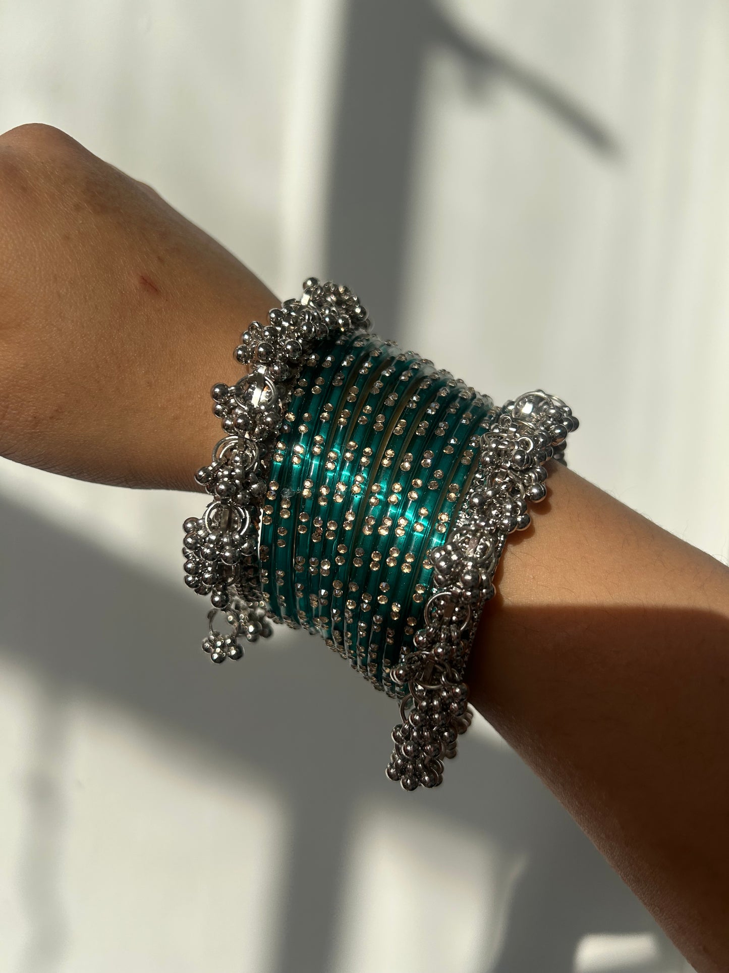 Rangeen glass bangle set ~ Teal