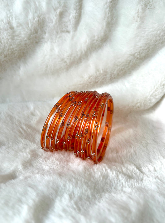 Rangeen glass bangle set ~Orange