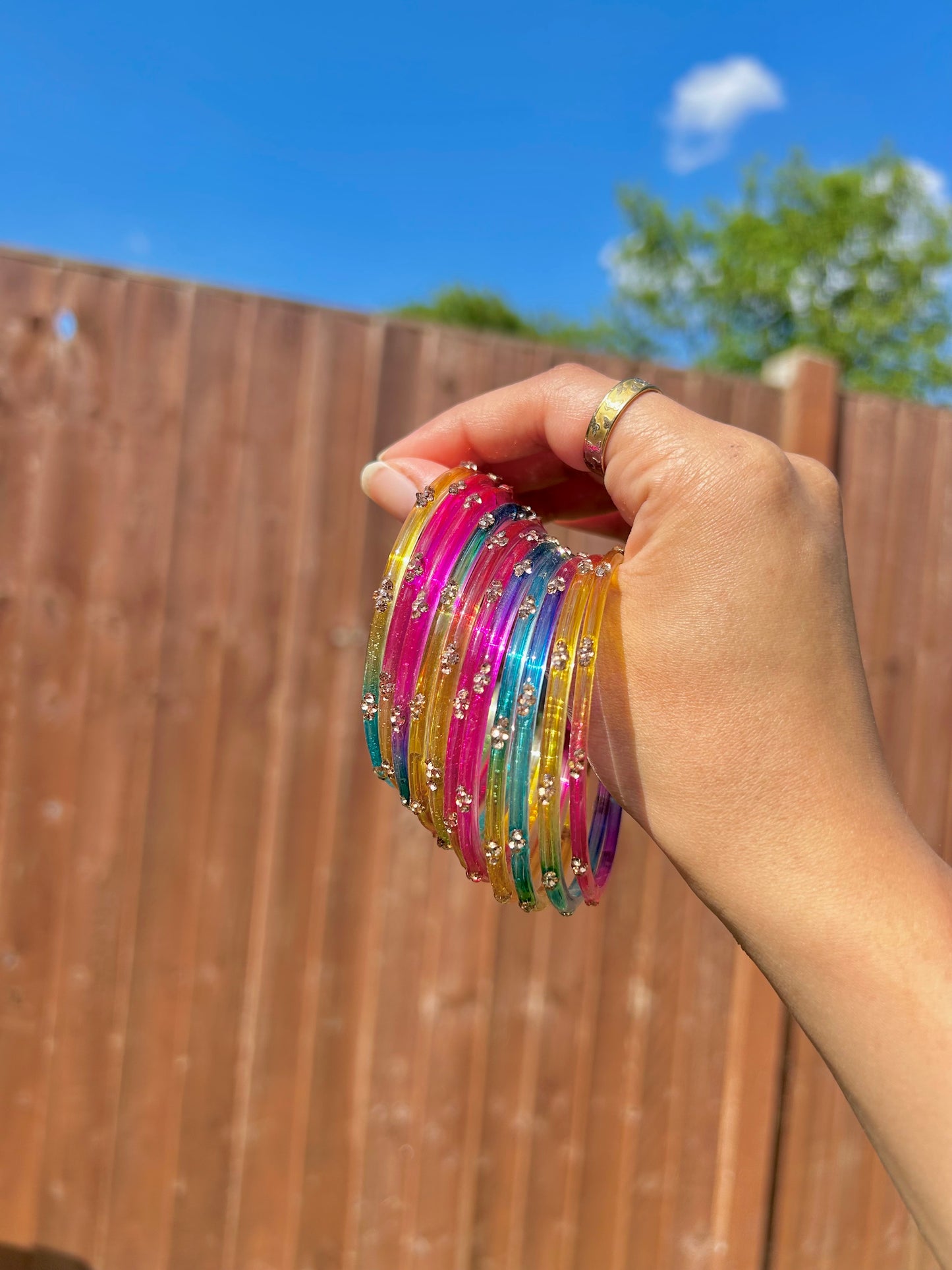 Rangeen glass bangle set ~ classic multi