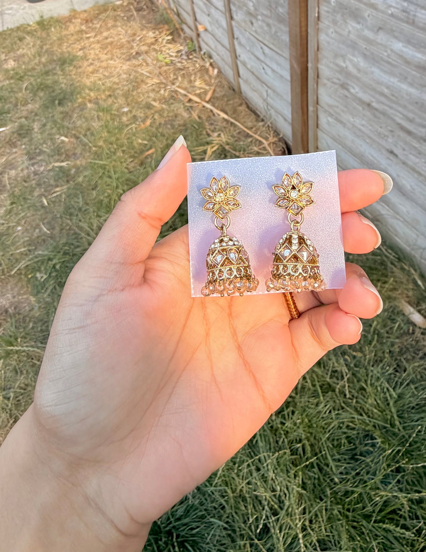 Naila champagne mini jhumkas