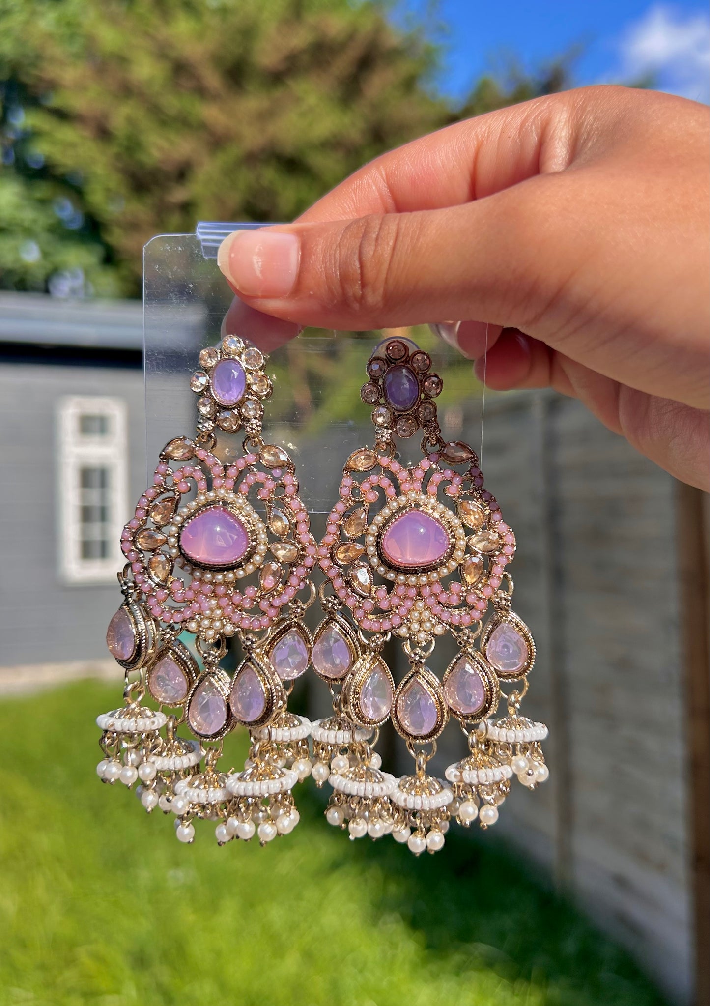 Seline kundan earrings ~ Lilac