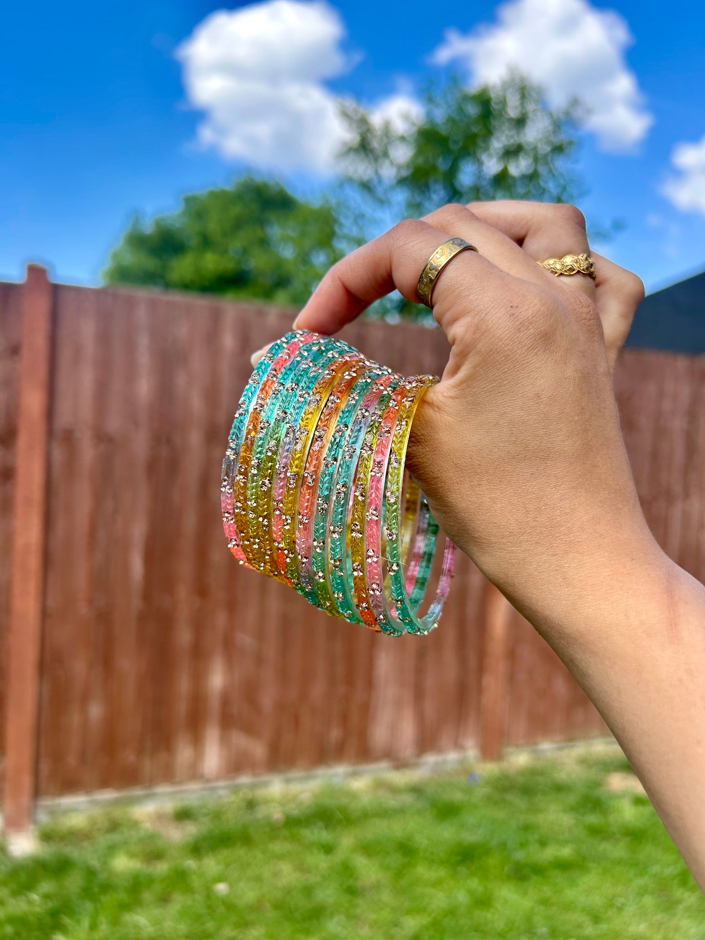 Rangeen glass bangle set ~ Light Pastel