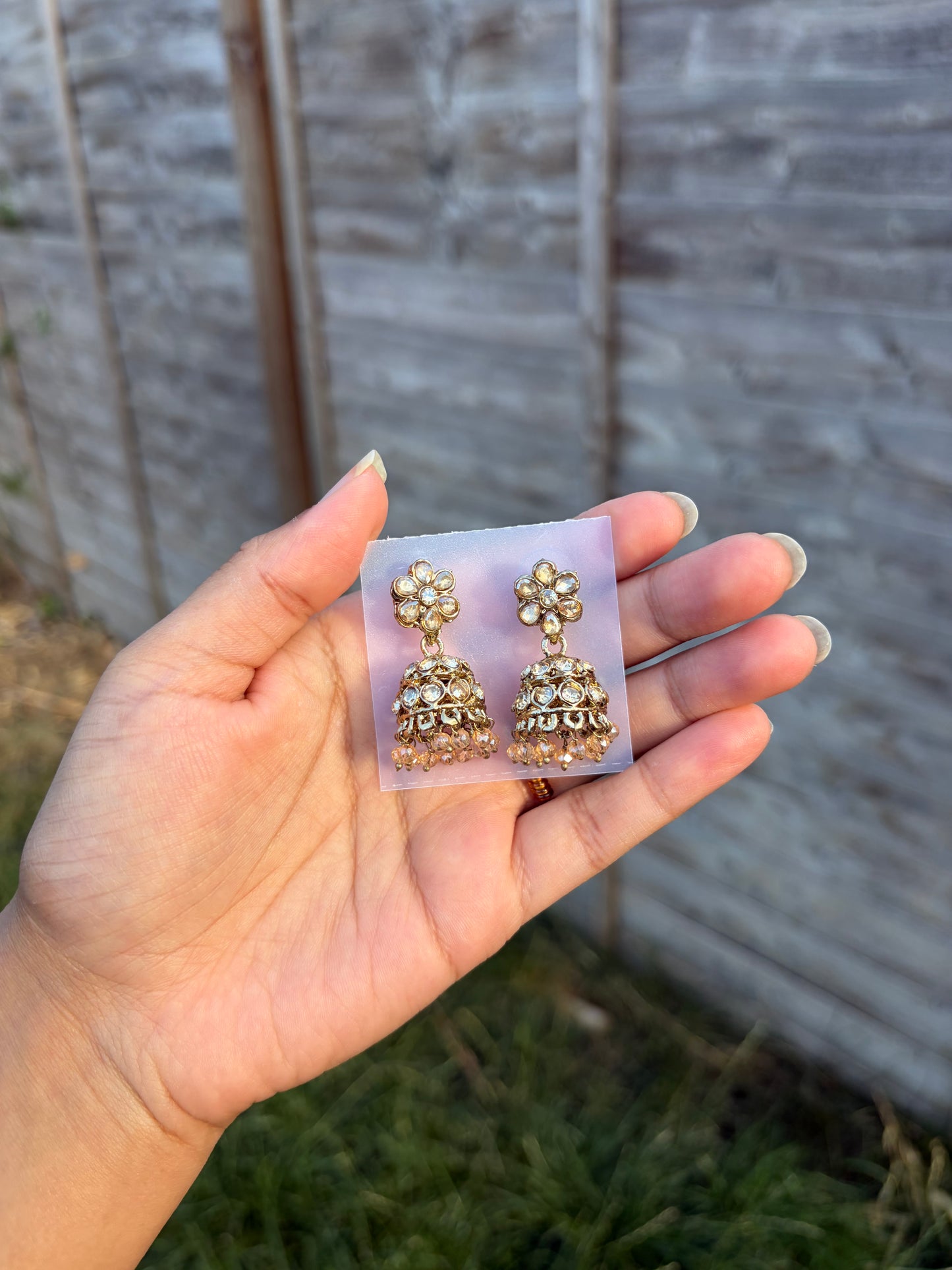 Natalia Champagne mini jhumkas