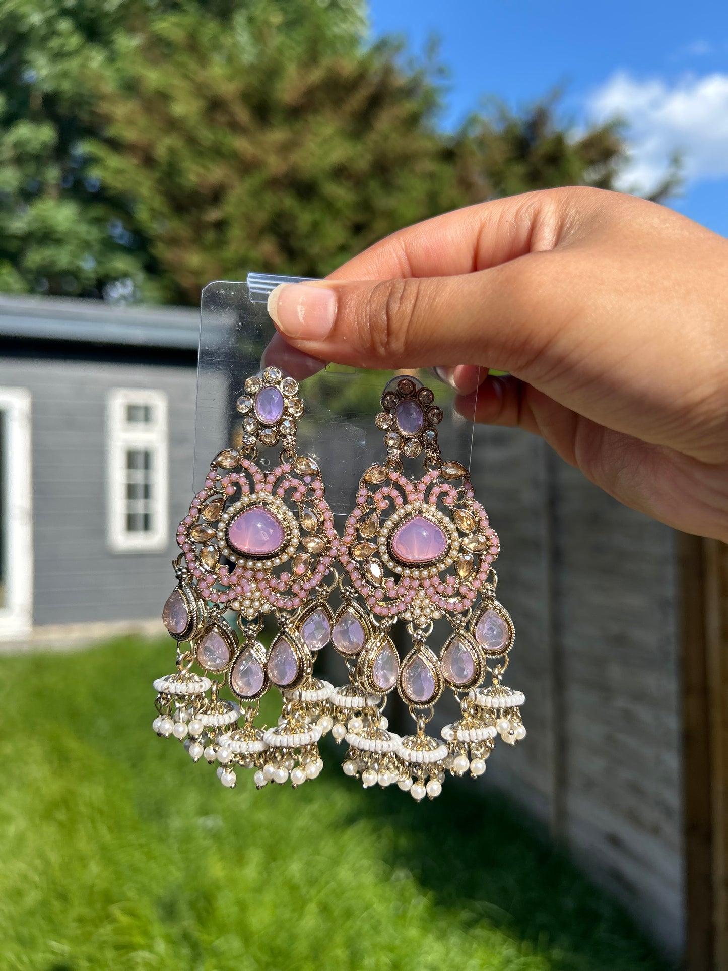 Seline kundan earrings ~ Lilac