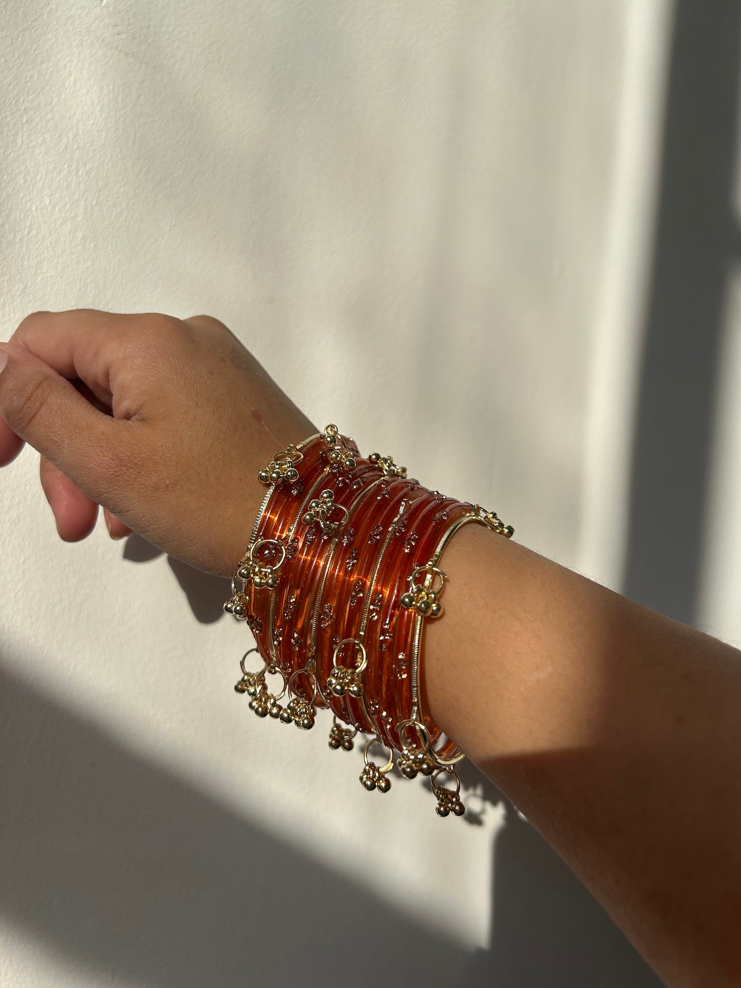 Rangeen glass bangle set ~Orange