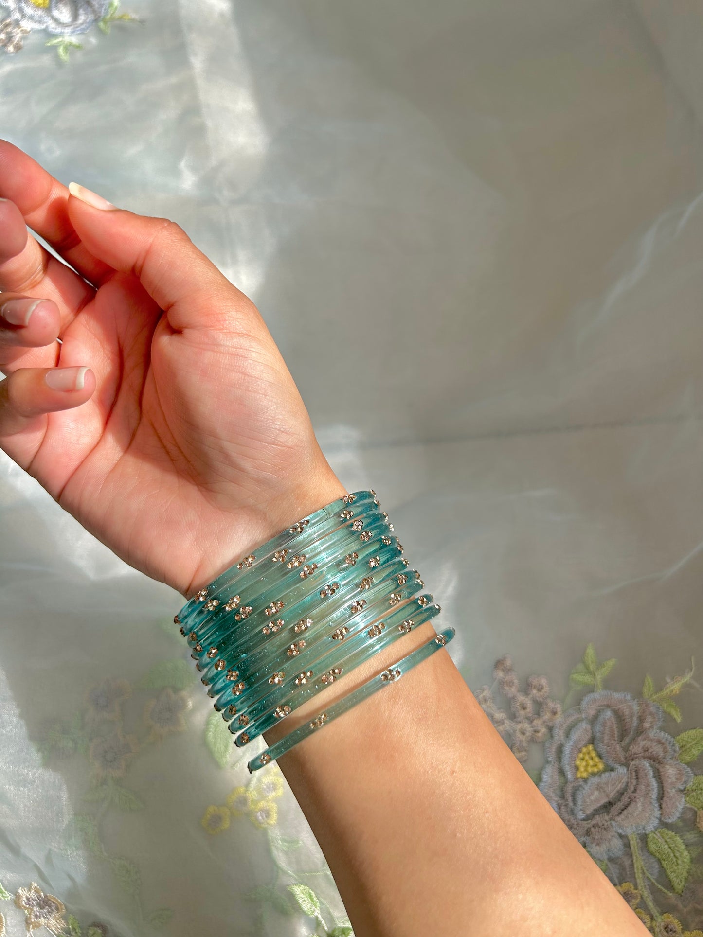 Rangeen glass bangle set ~ Sky Blue