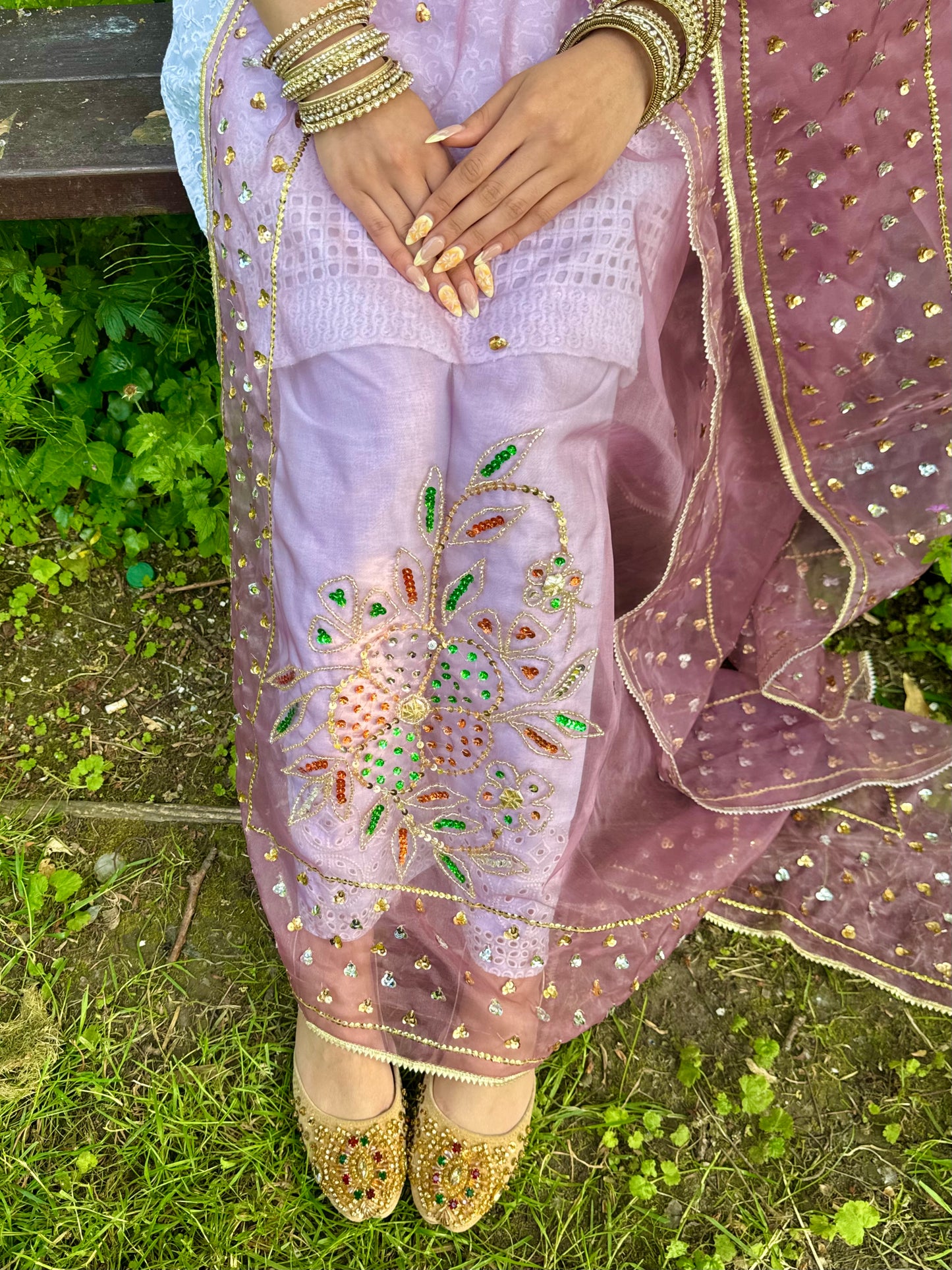 Jasleen Organza Dupatta ~Lavender