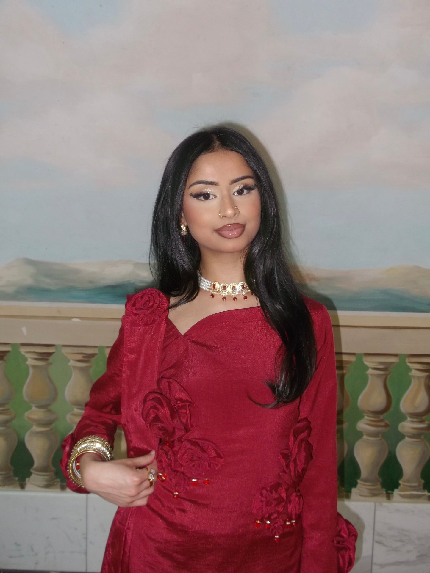 Nusrat jewellery set -Red