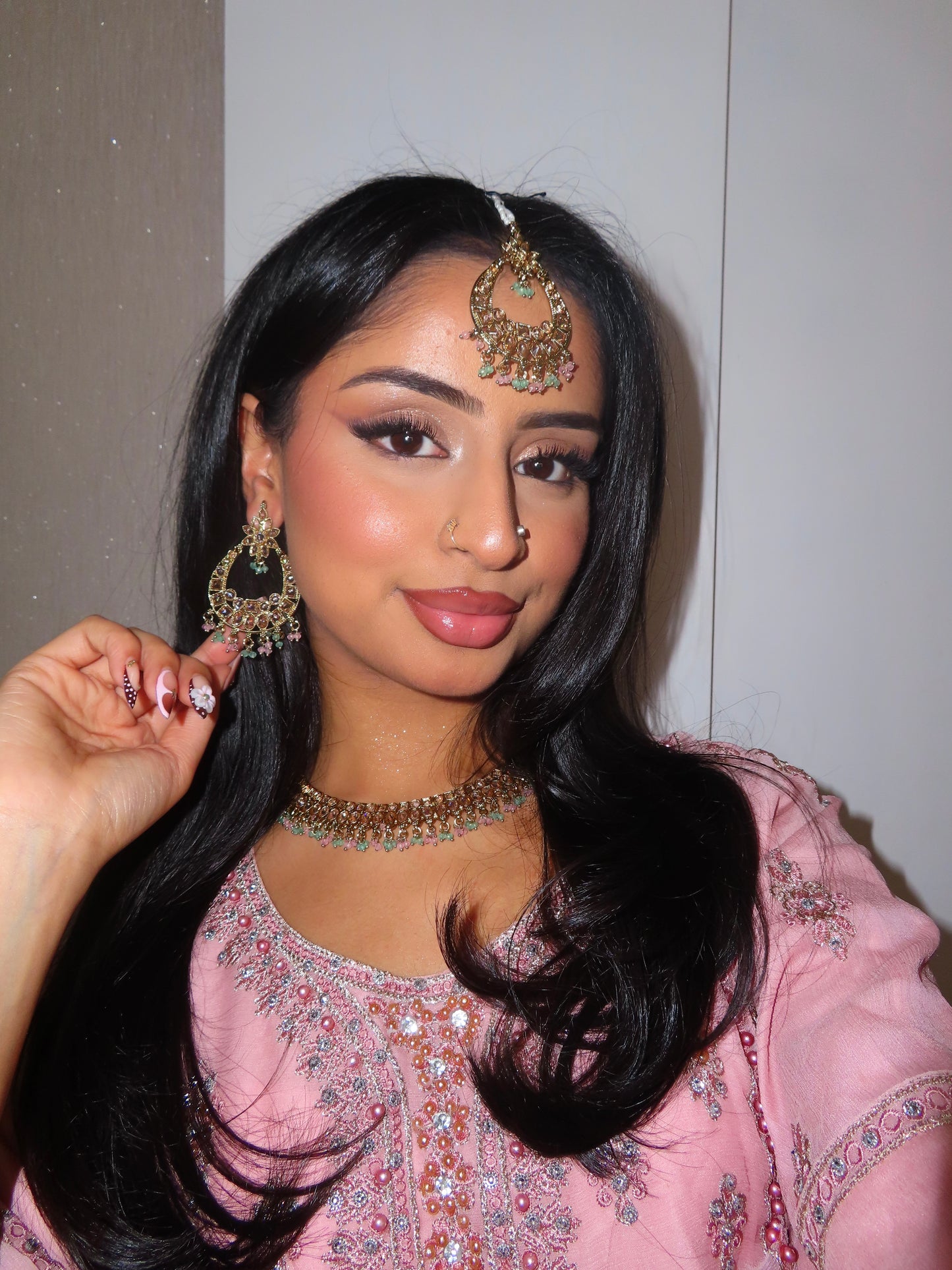 Ankita jewellery set ~Green and pink