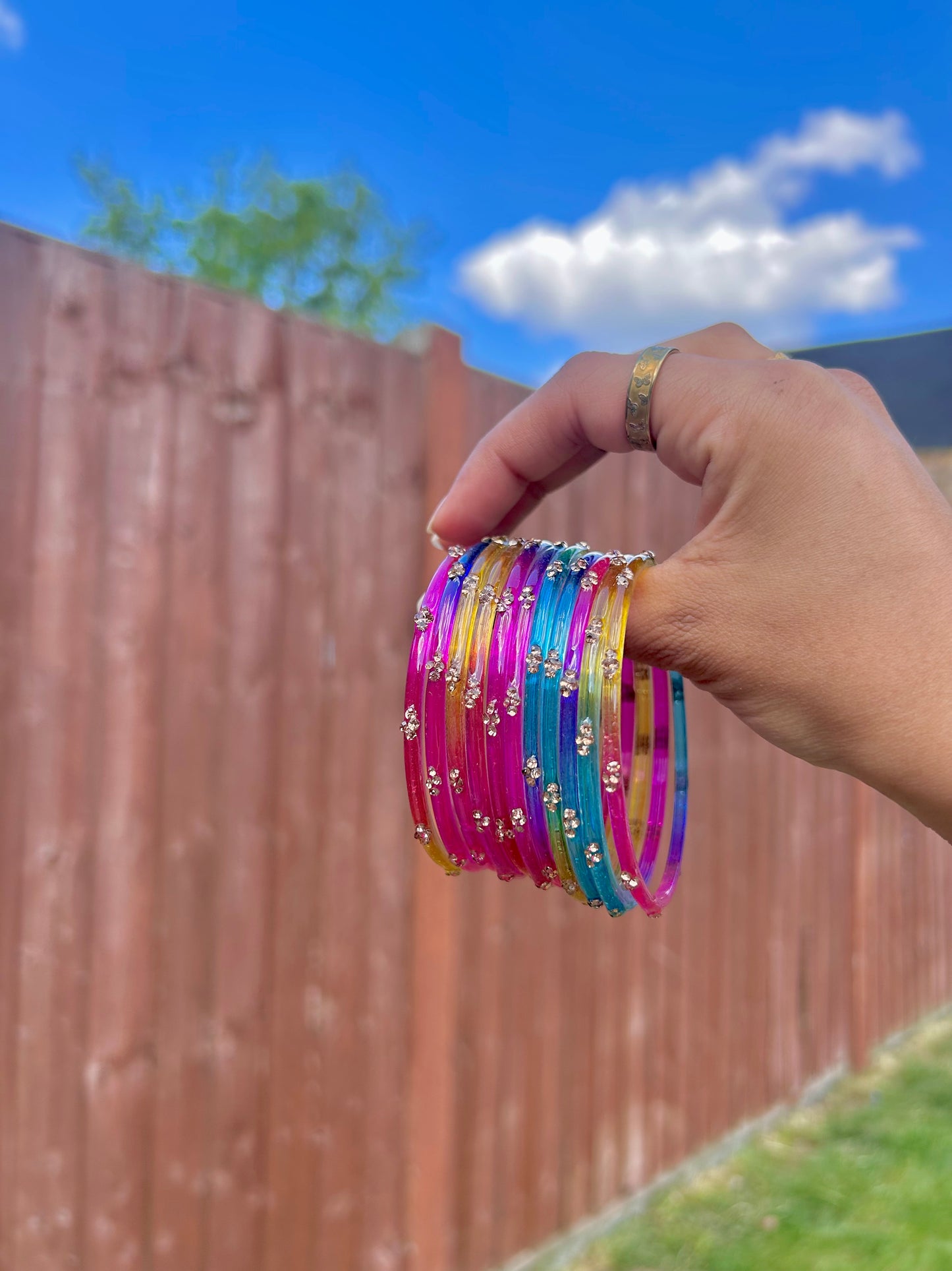 Rangeen glass bangle set ~ classic multi