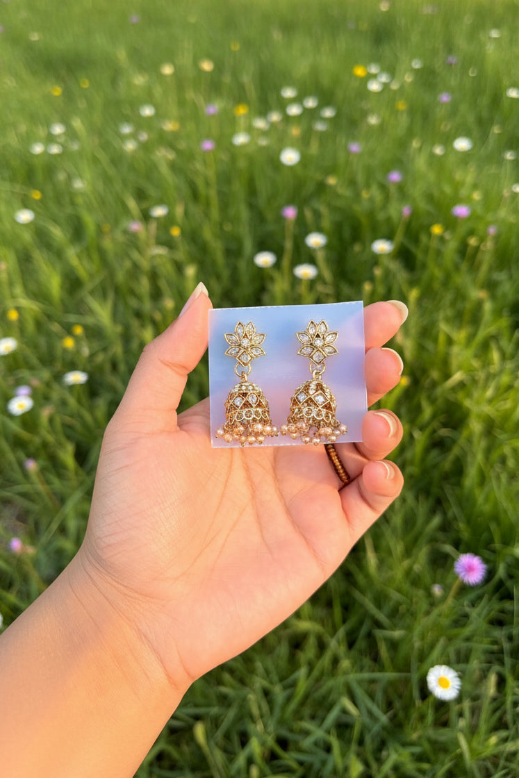 Naila champagne mini jhumkas
