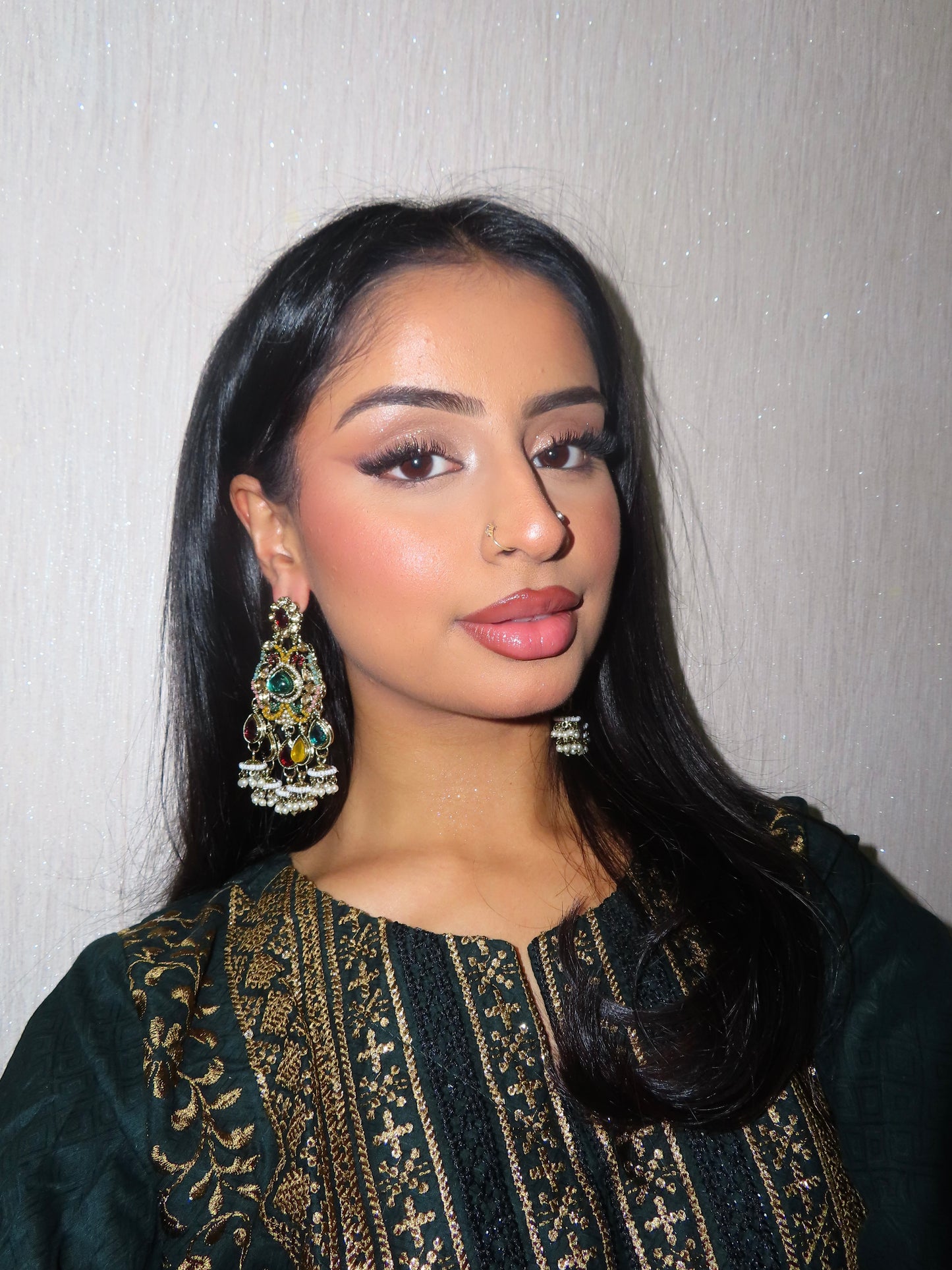 Seline kundan earrings ~ Green & Multi