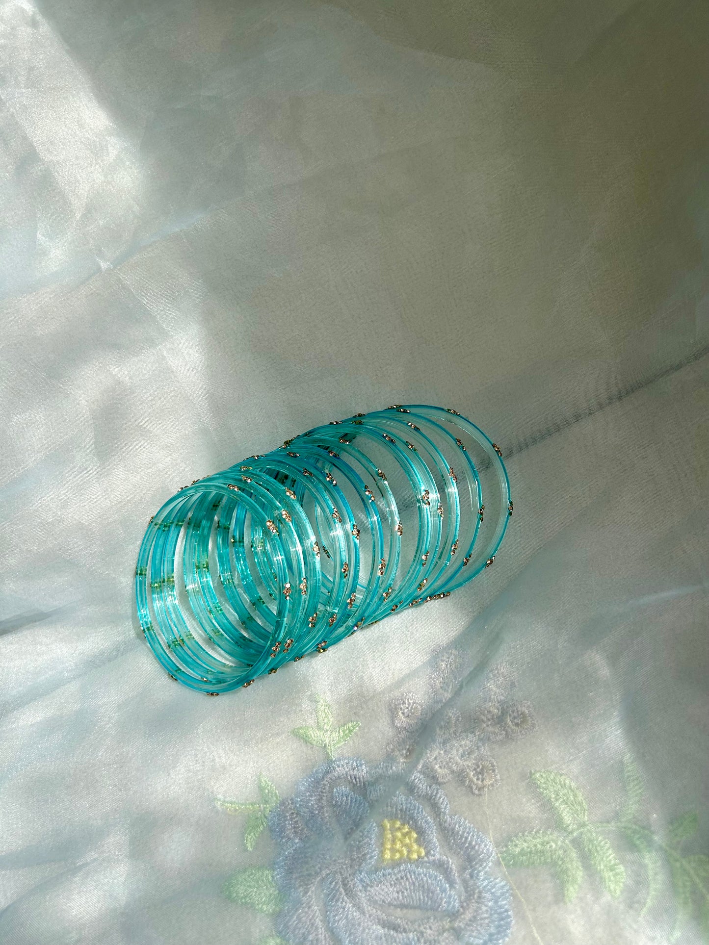 Rangeen glass bangle set ~ Sky Blue