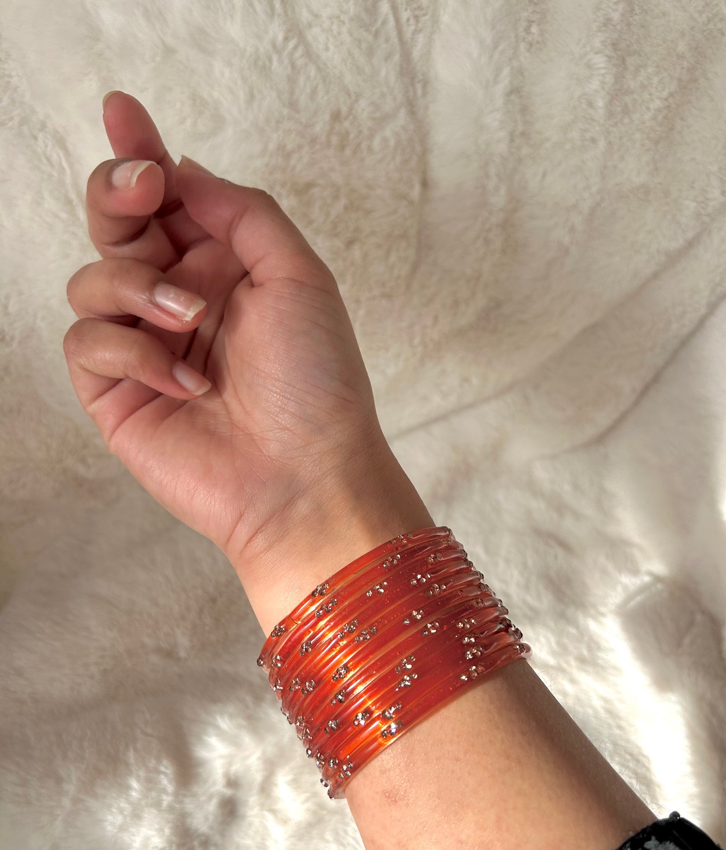 Rangeen glass bangle set ~Orange