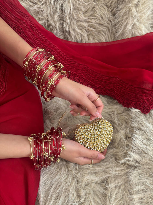 Rangeen glass bangle set ~ Red