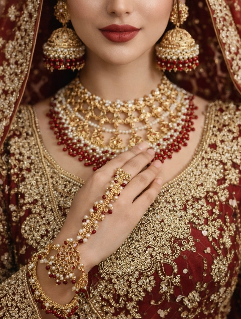 Isra bridal set ~ Classic Red & Champagne