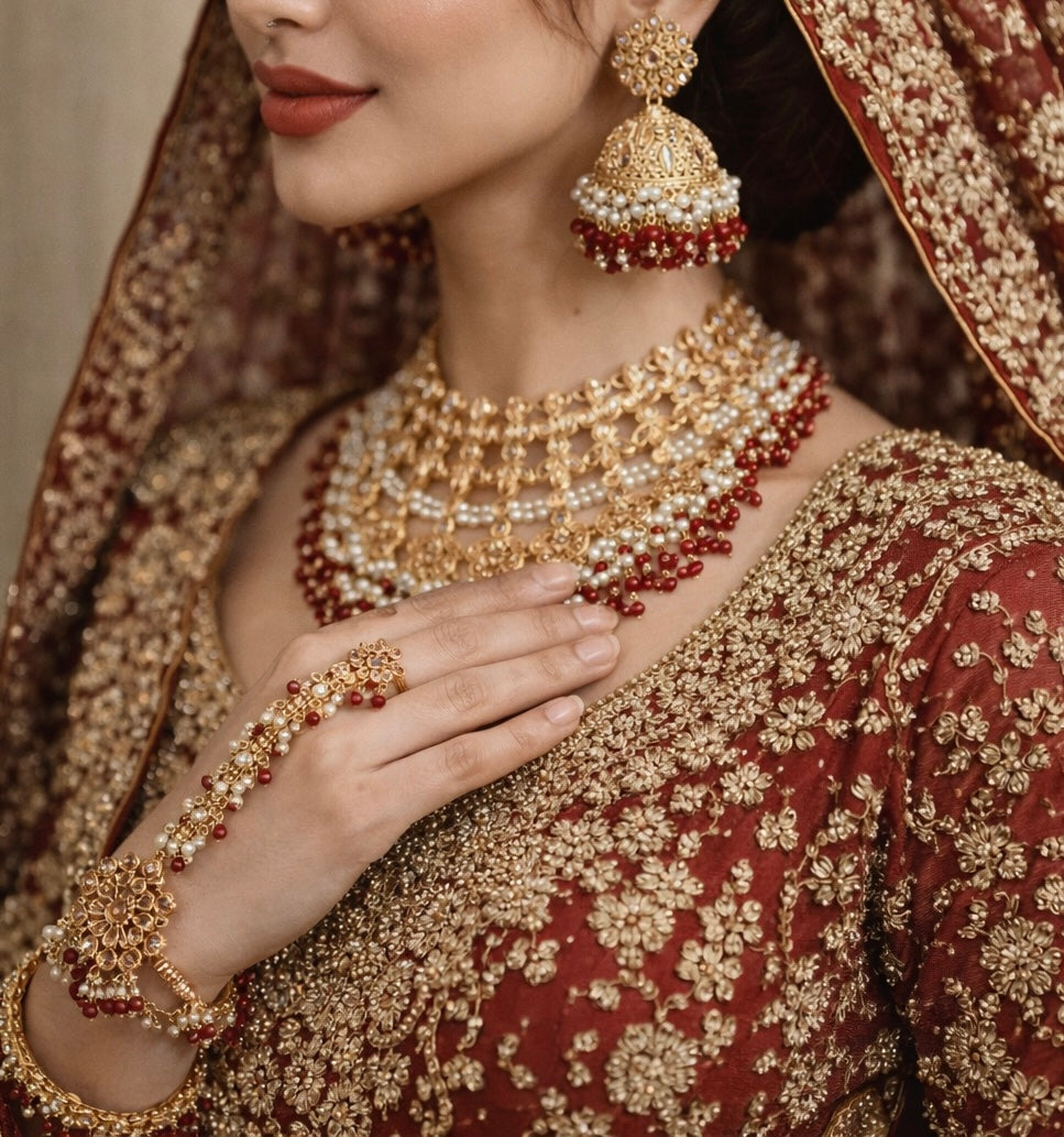 Isra bridal set ~ Classic Red & Champagne