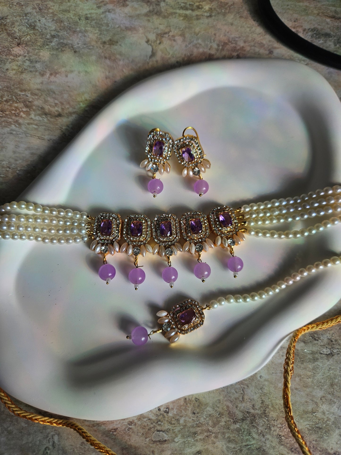 Nusrat jewellery set - lavender