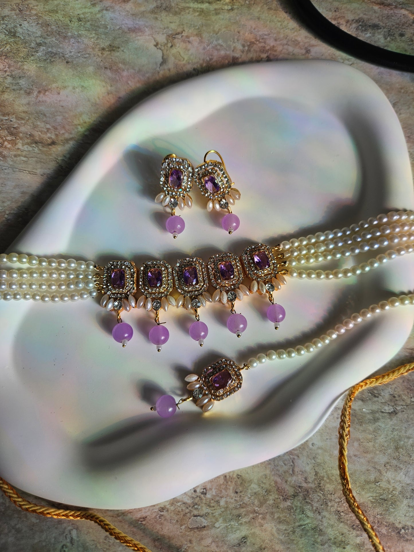 Nusrat jewellery set - lavender