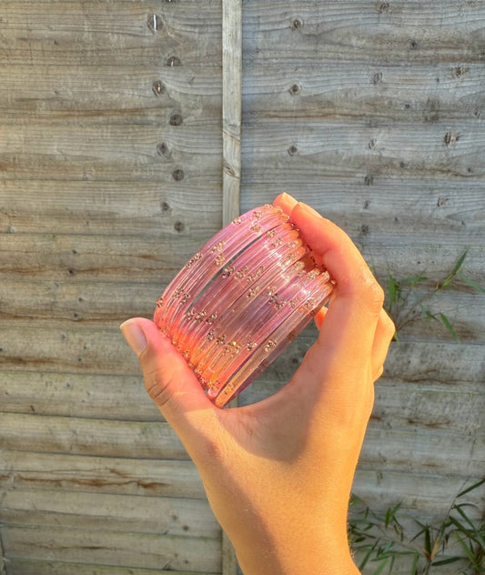Rangeen glass bangle set ~ Light Pink