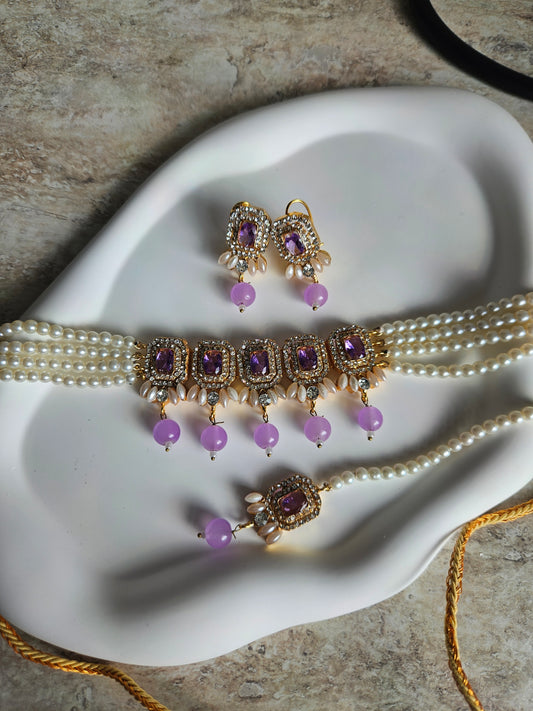 Nusrat jewellery set - lavender