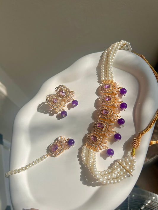 Nusrat jewellery set - Dark Purple