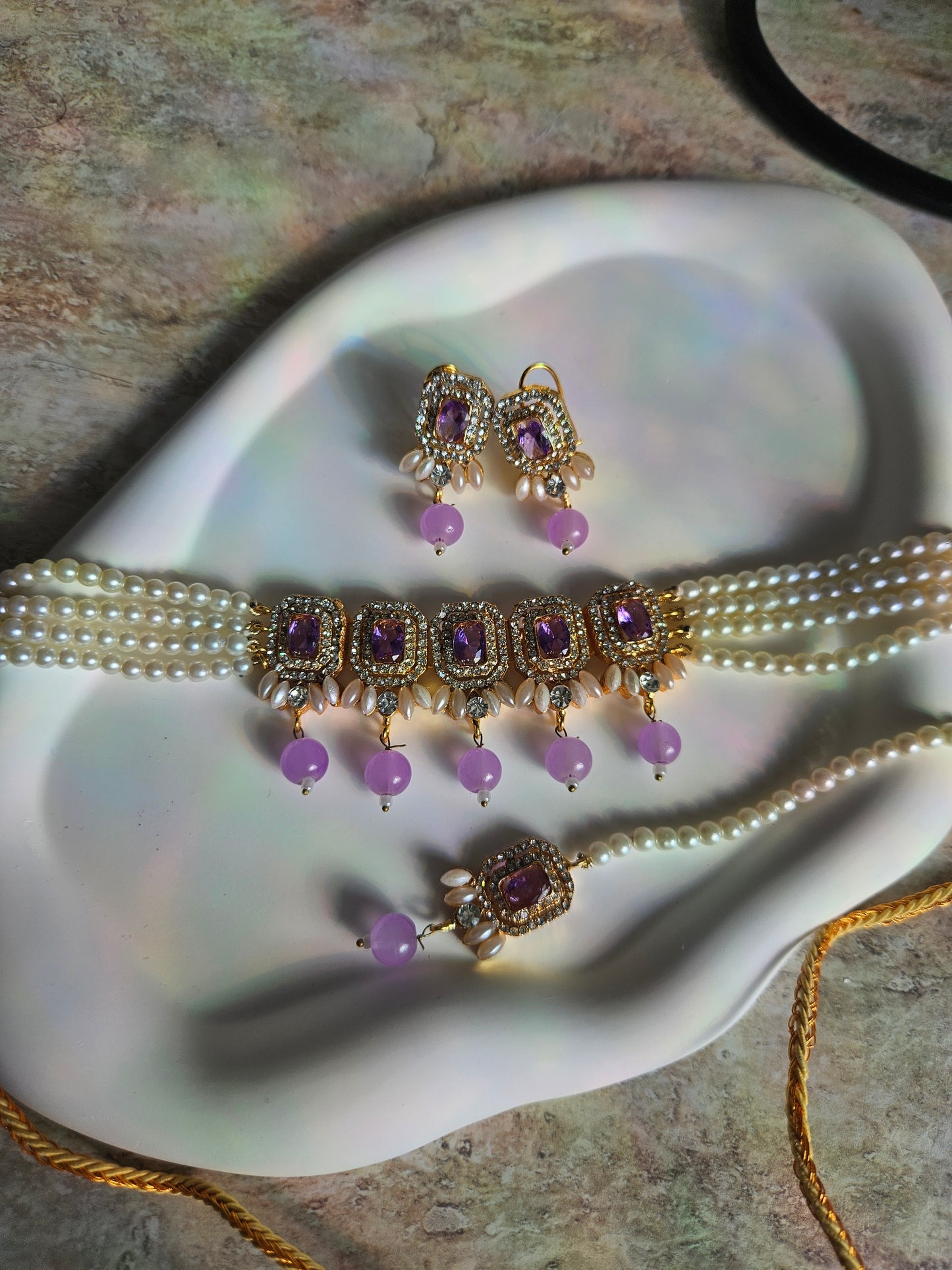 Nusrat jewellery set - lavender